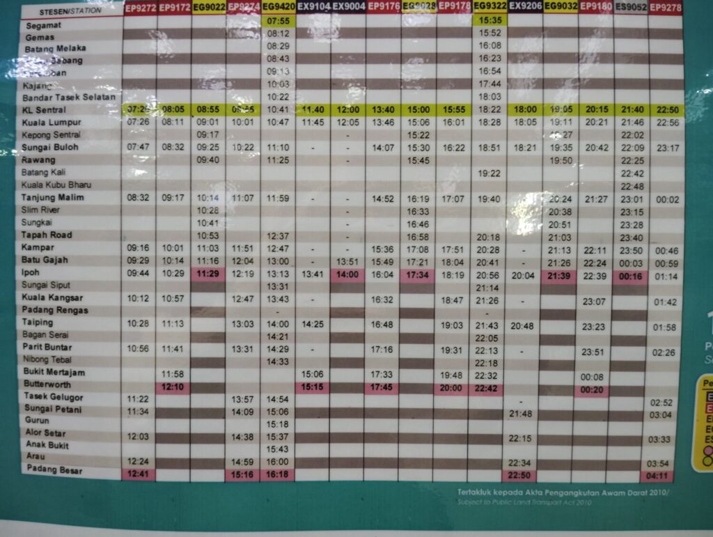 KLM timetable